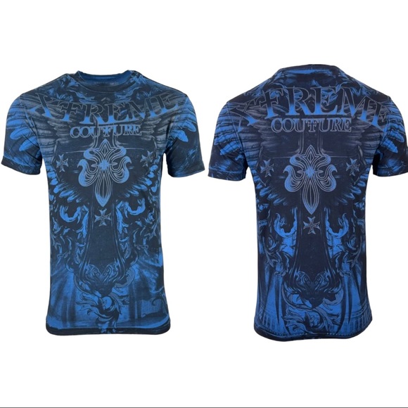 Xtreme Couture By Affliction Men's T-Shirt WROUGHT IRON Cross Wings S-5XL - Picture 5 of 9